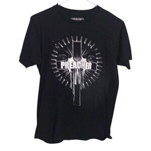 Preacher Graphic T-Shirt Black Guns Design Mens Medium 100% Cotton Made In Mexic